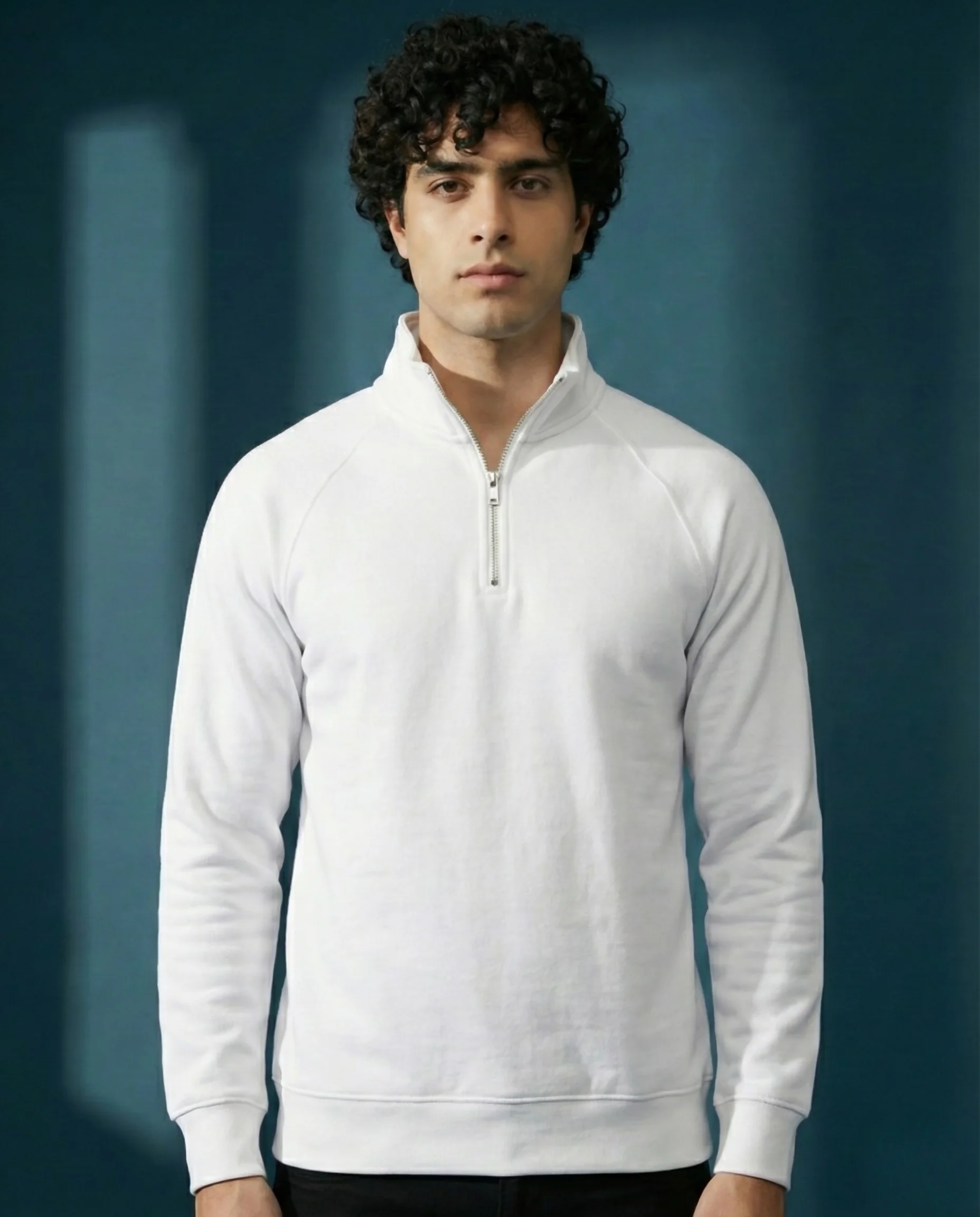 Kemit Unisex Half-Zip white Sweatshirt Kemit Unisex Half-Zip white Sweatshirt - Image 2