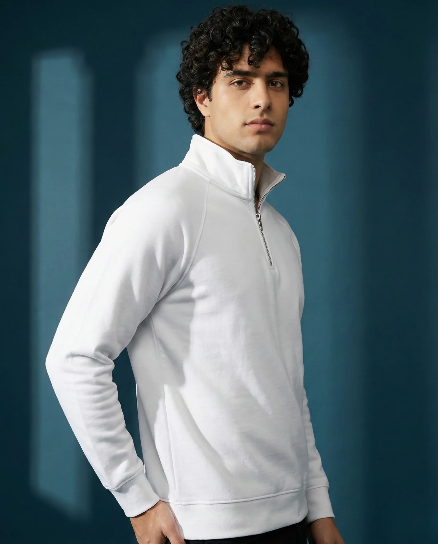 Kemit Unisex Half-Zip white Sweatshirt Kemit Unisex Half-Zip white Sweatshirt - Image 6