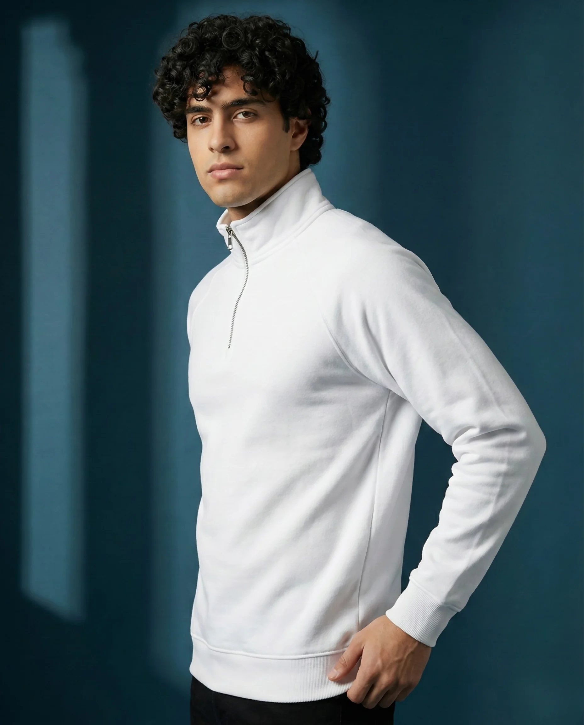 Kemit Unisex Half-Zip white Sweatshirt Kemit Unisex Half-Zip white Sweatshirt - Image 5