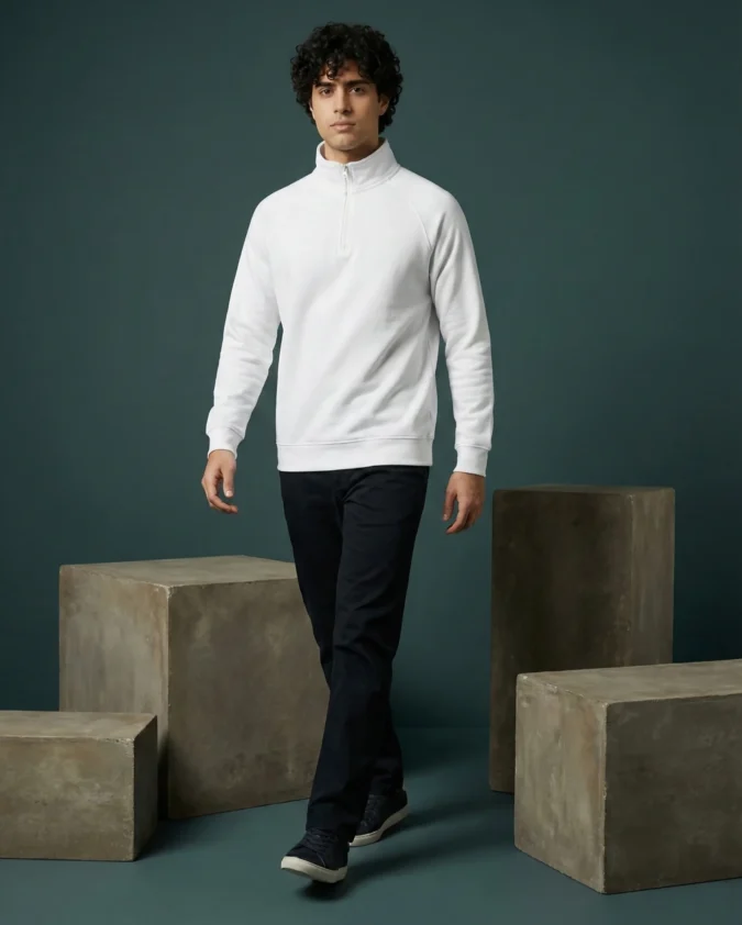 Kemit Unisex Half-Zip white Sweatshirt