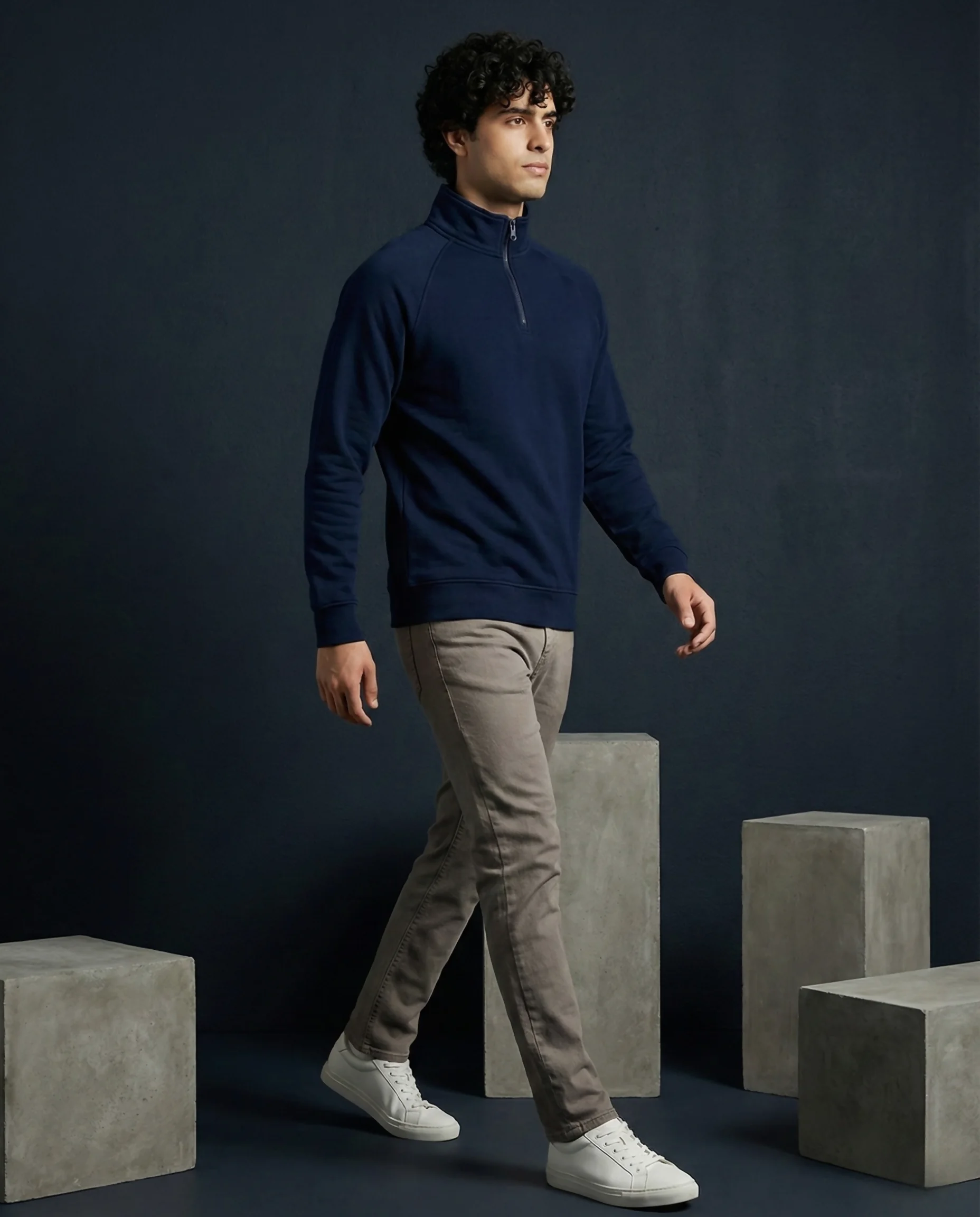 Kemit Unisex Half-Zip navy blue Sweatshirt Kemit Unisex Half-Zip navy blue Sweatshirt - Image 4