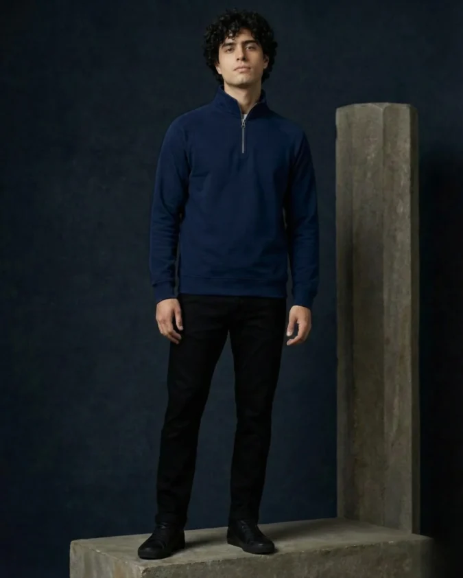 Kemit Unisex Half-Zip navy blue Sweatshirt