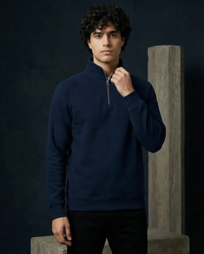 Kemit Unisex Half-Zip navy blue Sweatshirt