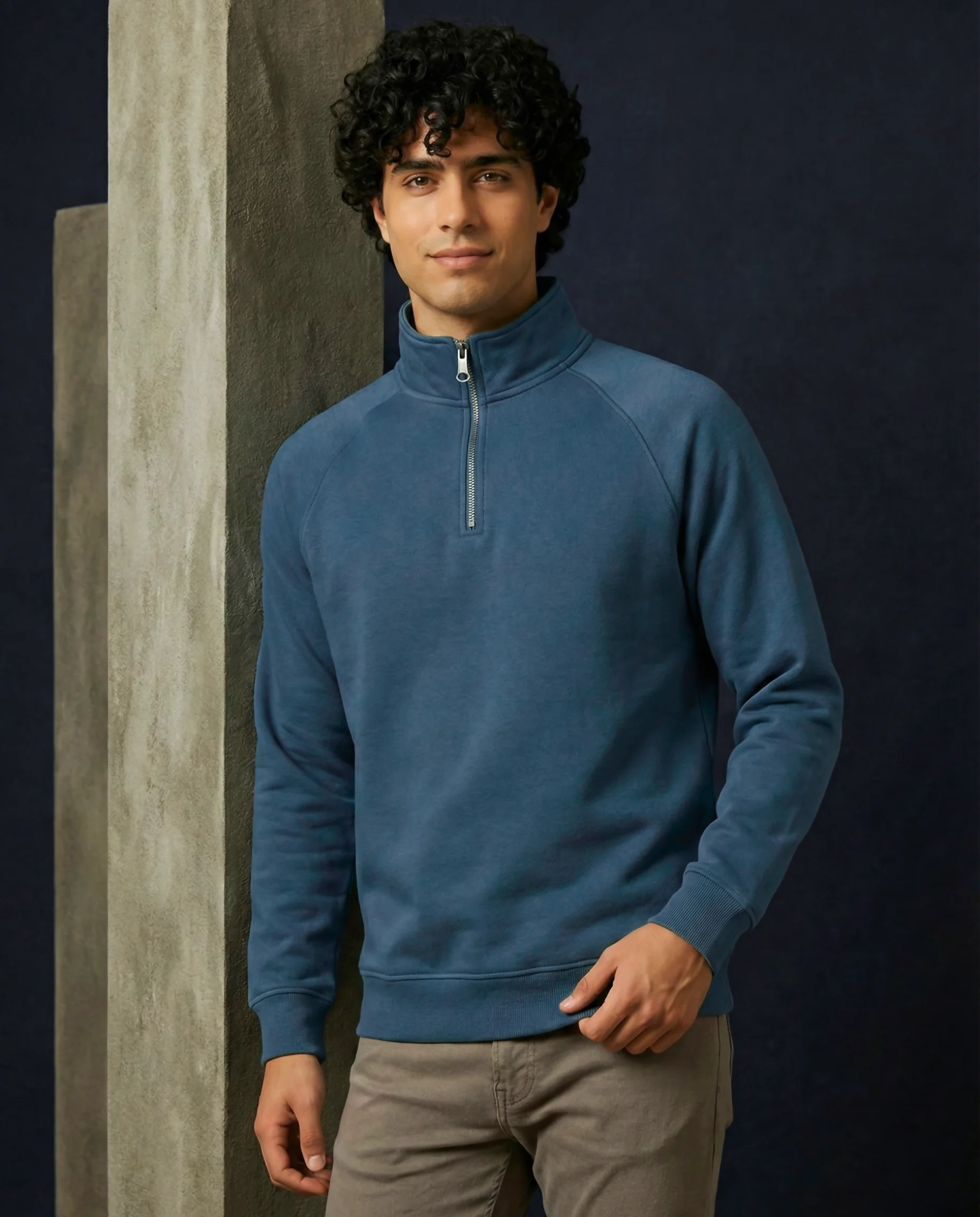 Kemit unisex Half-Zip teal blue Sweatshirt Kemit unisex Half-Zip teal blue Sweatshirt - Image 2