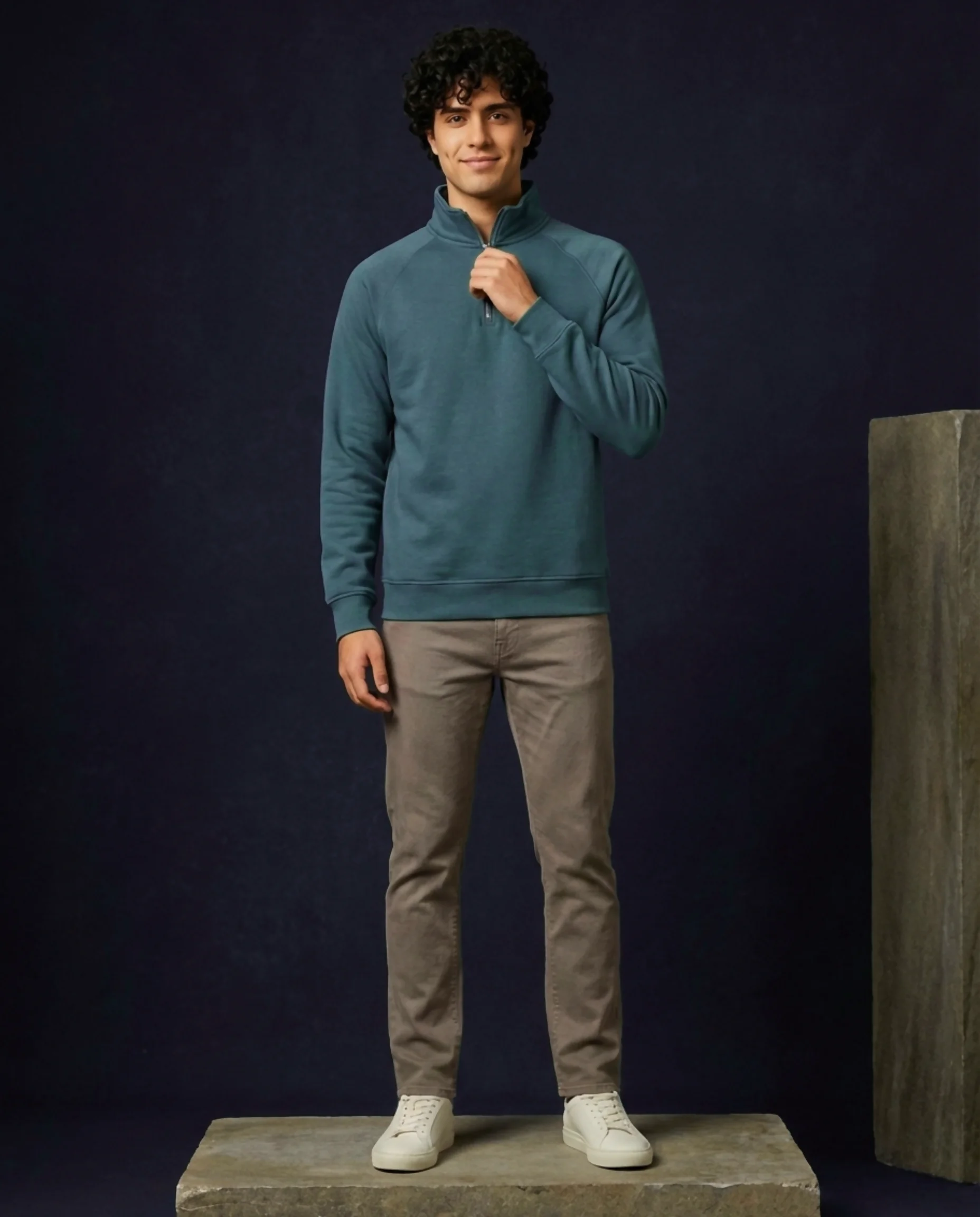 Kemit unisex Half-Zip teal blue Sweatshirt Kemit unisex Half-Zip teal blue Sweatshirt - Image 7