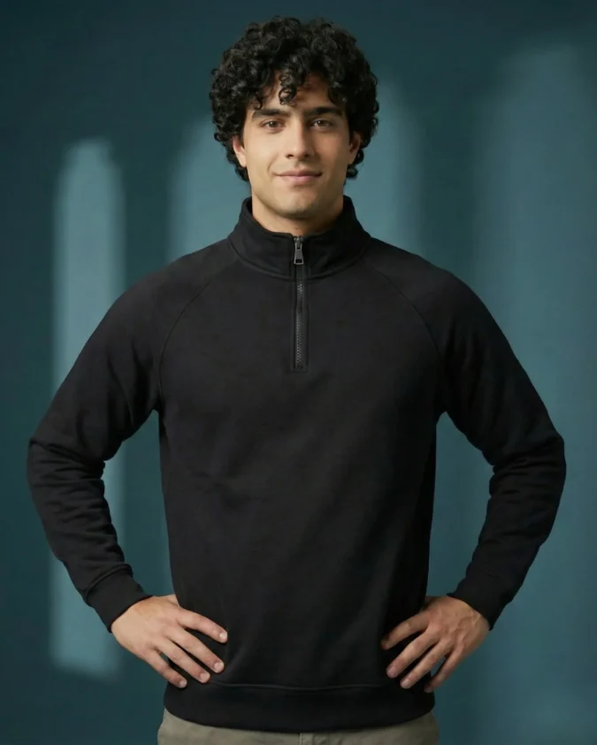 Kemit Unisex Half-Zip black Sweatshirt