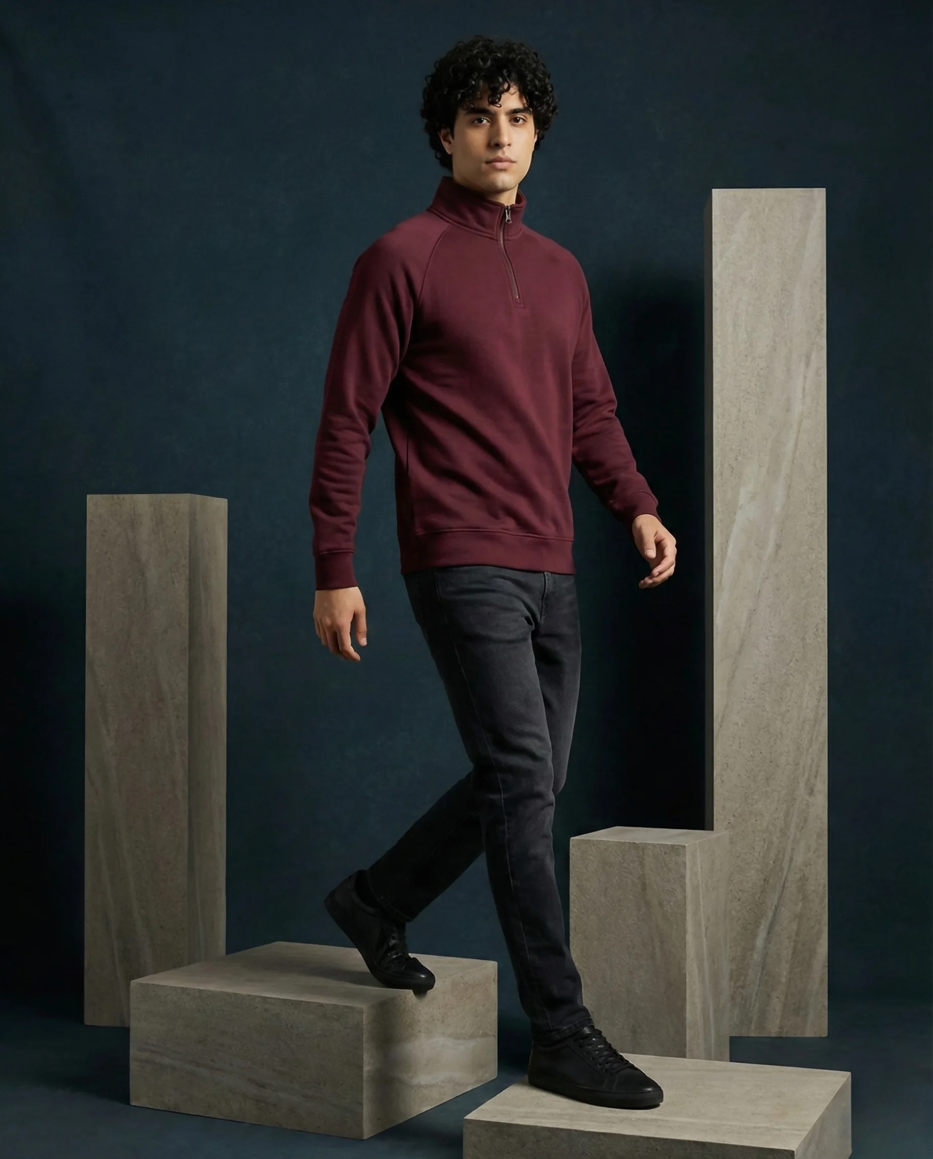 Kemit Unisex Half-Zip burgendy Sweatshirt Kemit Unisex Half-Zip burgendy Sweatshirt - Image 3