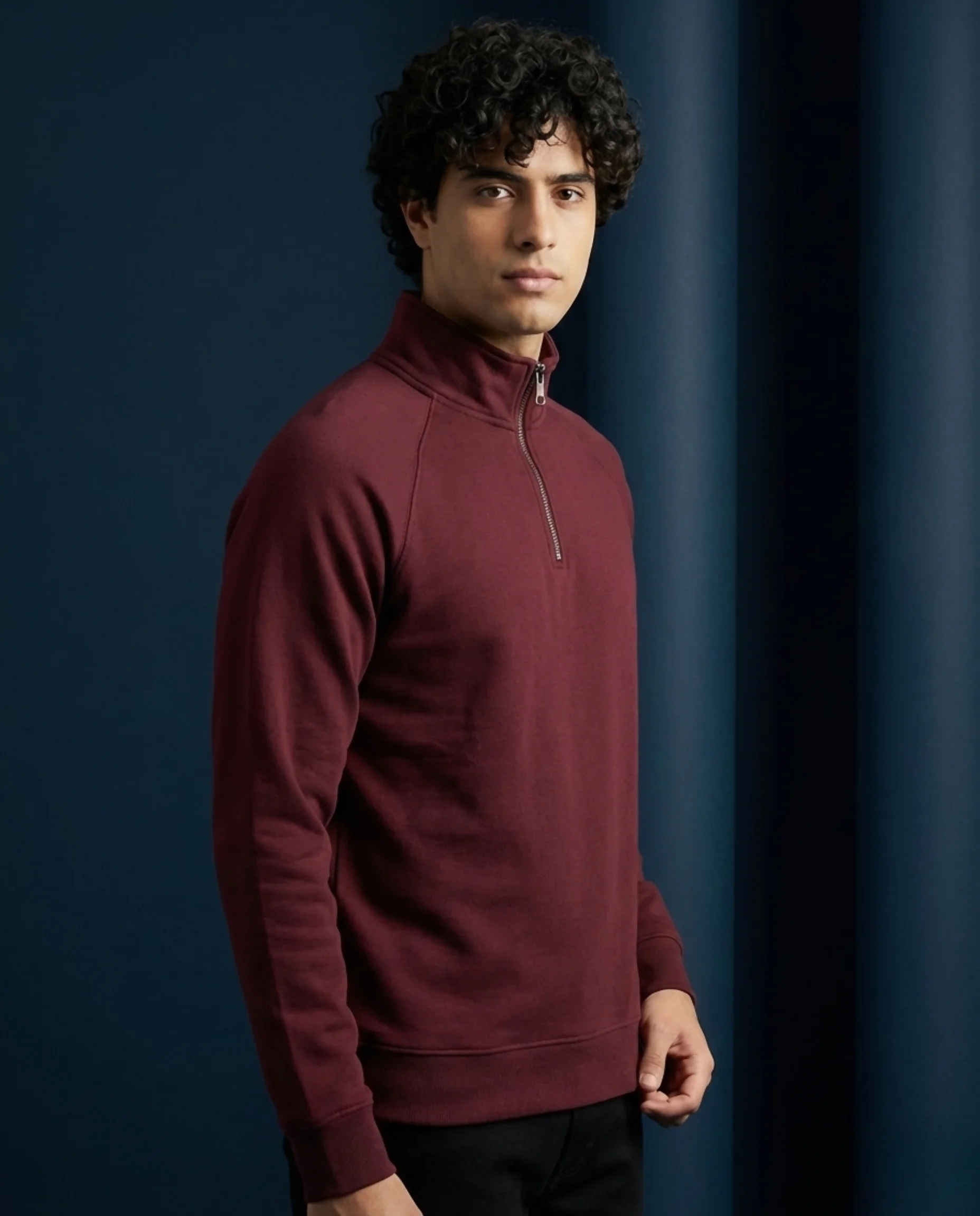 Kemit Unisex Half-Zip burgendy Sweatshirt Kemit Unisex Half-Zip burgendy Sweatshirt - Image 4